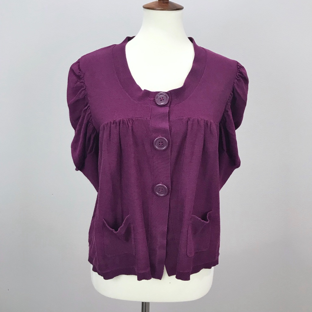 Apt 9 Purple Knit Button Up Babydoll Cardigan